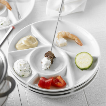 ASSIETTES À FONDUE RONDES BLANCHES 4 PIÈCES TM