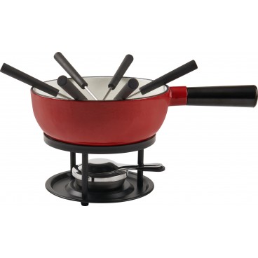 ENSEMBLE À FONDUE AU FROMAGE EN FONTE ROUGE
